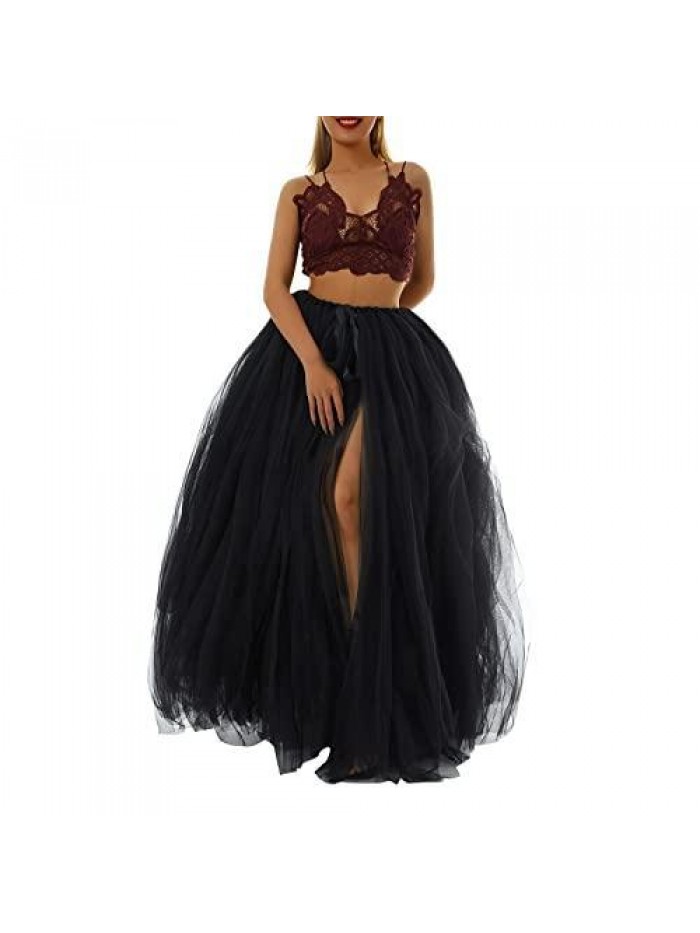 Tulle Tutu Long Skirts Wedding Party Cocktail Prom Mesh Maxi Dress Bandage Detachable Skirt 