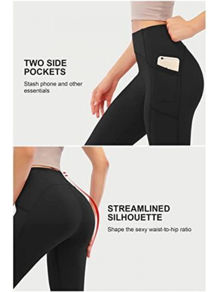 Women's Fleece Lined Yoga Pants with Pockets High Waisted Workout Winter Warm Thermal Leggings for Women 