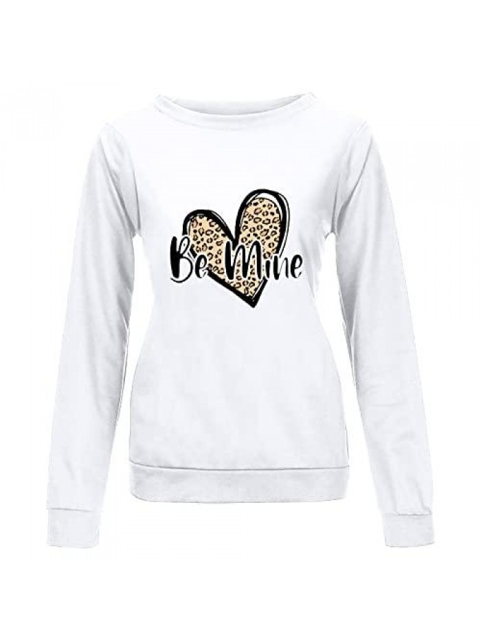 Valentine's Day Sweatshirt, Womens Fashion Casual Long Sleeve Round Neck Sweatshirt Loose Pullover Tops 