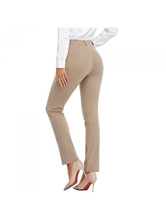 Work Pants for Women - 4 Way Stretch Non See Ease Into Comfy Through Pull on Dress Pants for Women Casual Business 