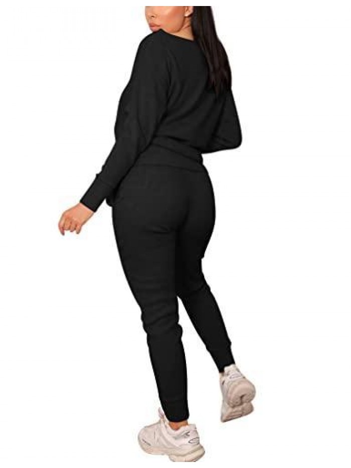 Workout 2 Piece Tracksuit Outfits Long Sleeve Tops Track Sweat Suits Jogger Pants Sets Sweatsuit 