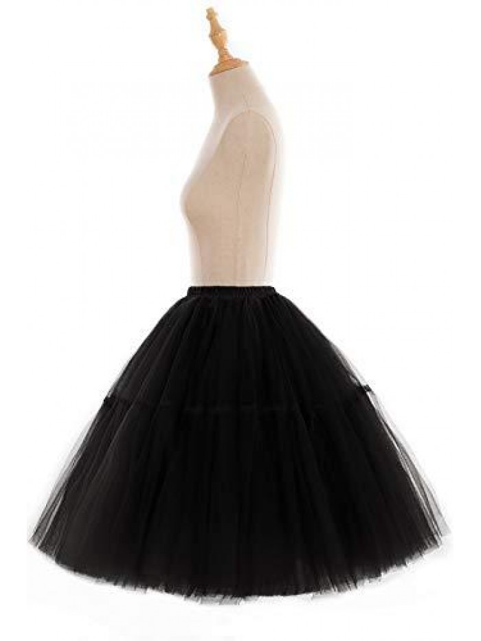 Lady's Princess Tutu Tulle Midi Knee Length Skirt Underskirt 