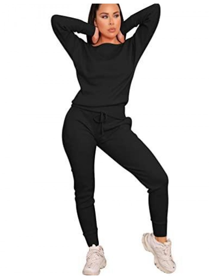 Workout 2 Piece Tracksuit Outfits Long Sleeve Tops Track Sweat Suits Jogger Pants Sets Sweatsuit 