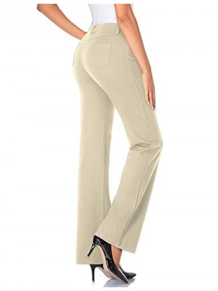 Women's 28''/30''/32''/34'' Stretchy Bootcut Dress Pants with Pockets Tall, Petite, Regular for Office Work Business 