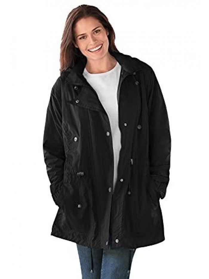 Within Women's Plus Size Fleece-Lined Taslon Anorak Rain Jacket 