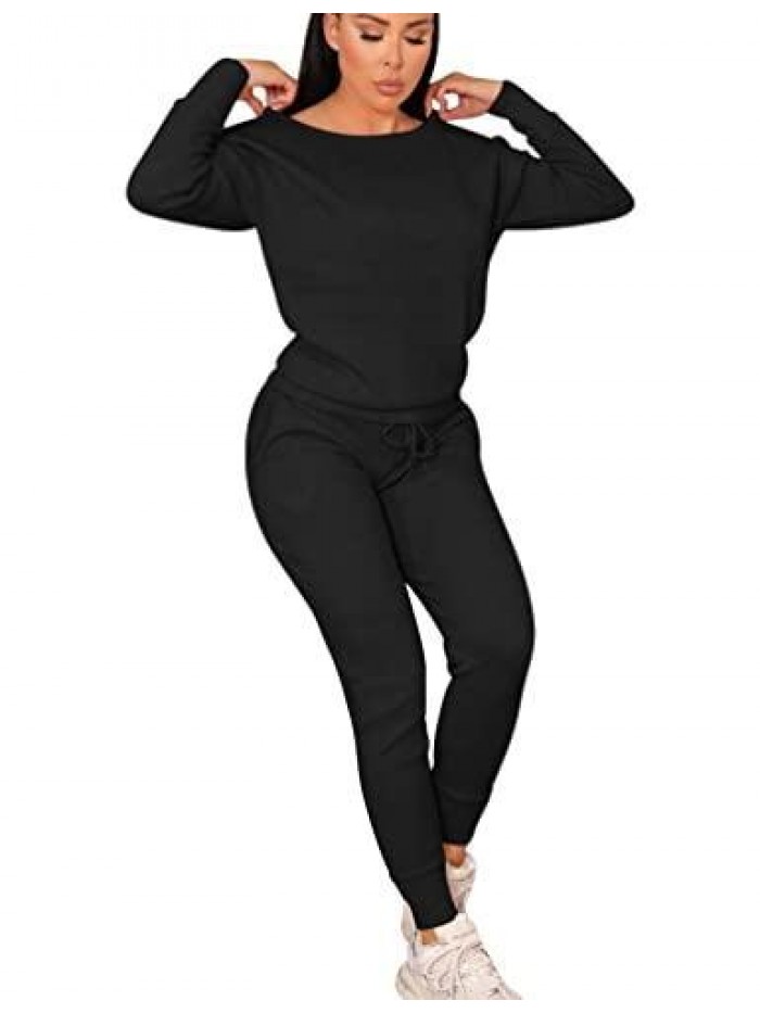 Workout 2 Piece Tracksuit Outfits Long Sleeve Tops Track Sweat Suits Jogger Pants Sets Sweatsuit 