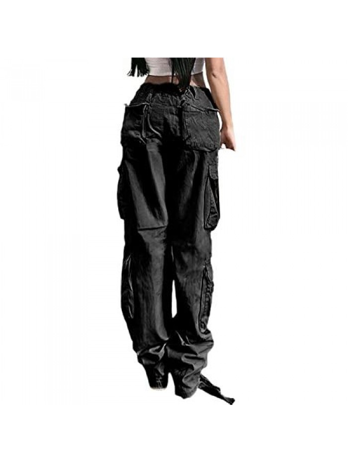 Baggy Cargo Pants High Waist Wide Straight Leg Punk Grunge Hip Hop Cargo Jeans Aesthetic  