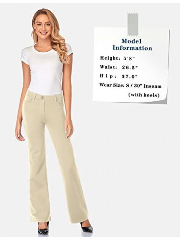 Women's 28''/30''/32''/34'' Stretchy Bootcut Dress Pants with Pockets Tall, Petite, Regular for Office Work Business 