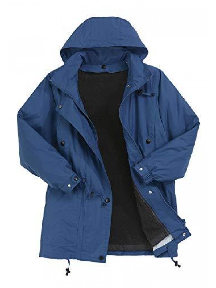 Within Women's Plus Size Fleece-Lined Taslon Anorak Rain Jacket 