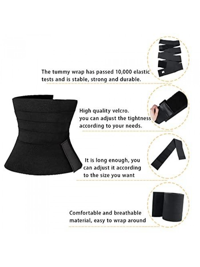 Waist Wrap for Women Invisible Waist Trainer Wrap for Stomach Adjustable Waist Trimmer Belt Postpartum Recovery Long 