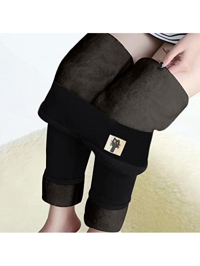 Lined Leggings Women Plus Size, Winter Warm Women Elastic Leggings Pants Fleece Lined Thick Tights 