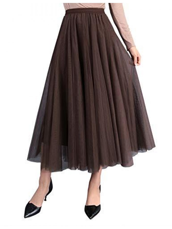 Cherry Women's Skirts Tulle Princess Skirt Evening Prom Wedding Dovetail Skirts Layered 