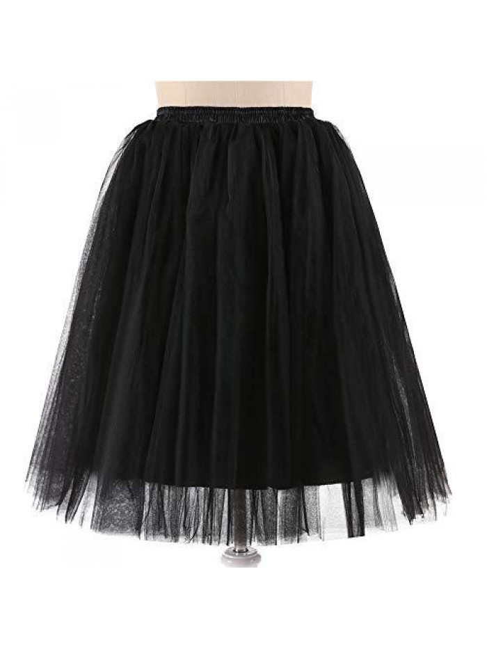 Length Skirt for Women Tulle Skirt High Waist Formal Skirts Midi Skirt Tutu for Wedding Party Gown Prom Evening 