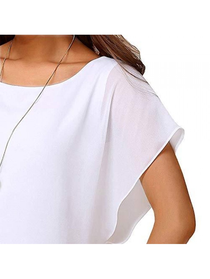 Women's Loose Casual Short Sleeve Chiffon Top T-Shirt Blouse 