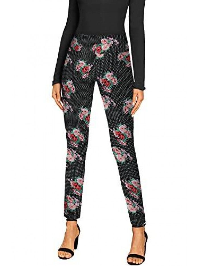 Company Women Office Dressy Leggings Skinny Trousers with Print  