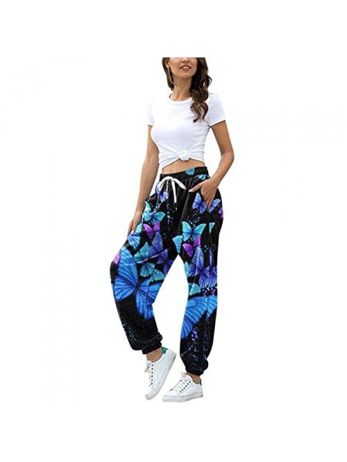 Women's Loose Sweatpants Loose Fit Drawstring Jogger Sweat Pants Workout Running Lounge Trousers 