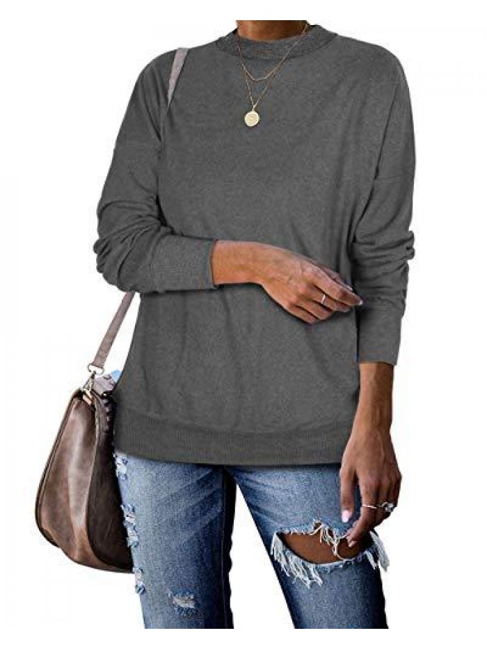 Tunic Sweatshirts for Women Oversized Crewneck Tops Long Sleeve 