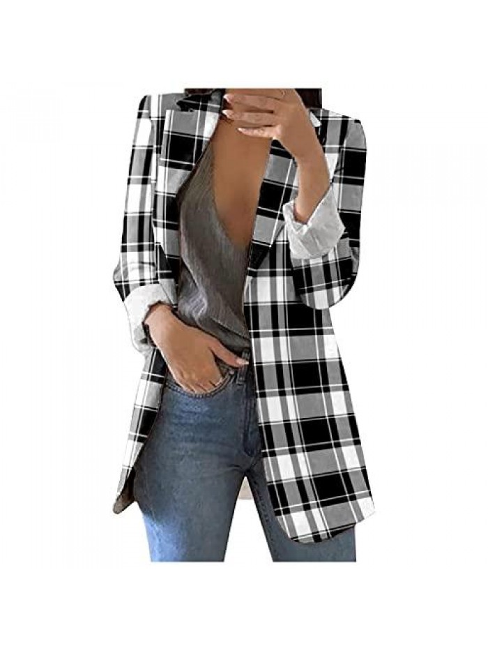 Printed Blazers Coat Cardigan Formal Suit Long Sleeve Tops Lapels Business Office Jacket Blouse 