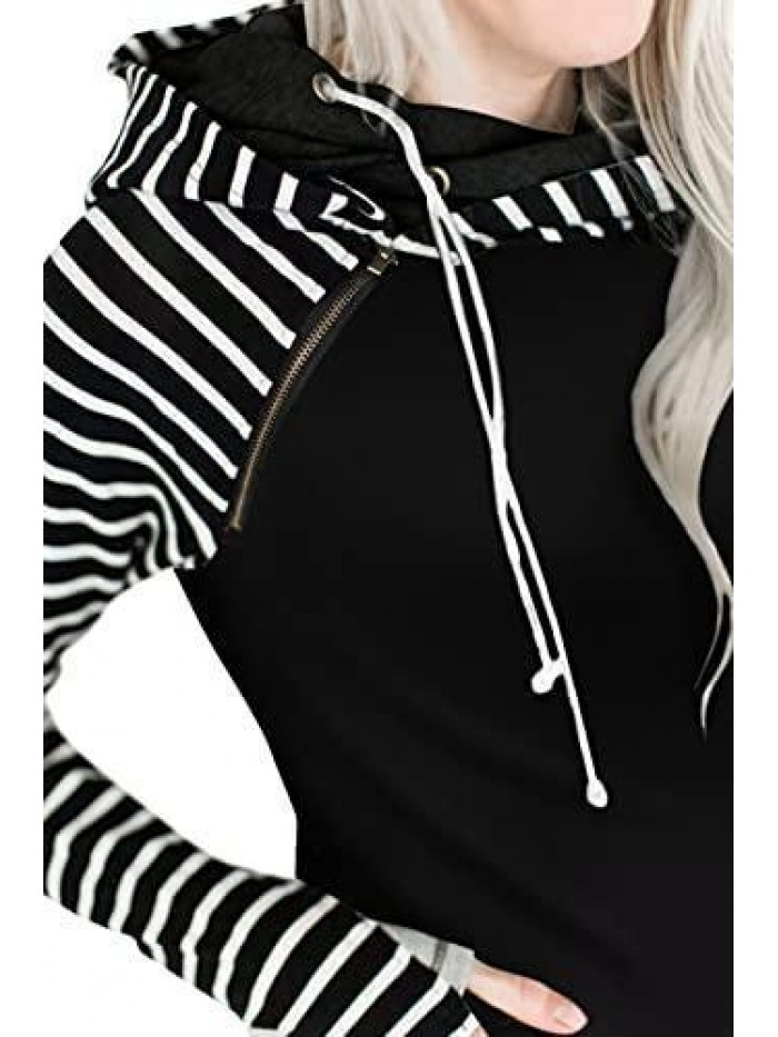 Fashion Hoodies Tops Long Sleeve Pullover Sweatshirts Comfort Color Block Hoodie with Pockets 