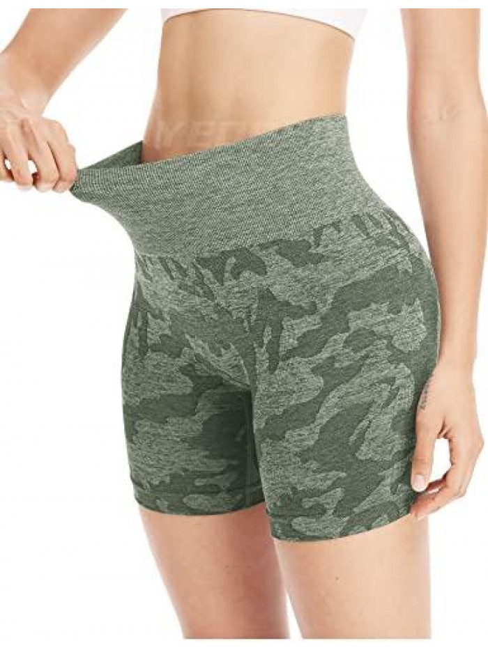 Women Seamless Camo Shorts High Waisted Gym Yoga Workout 