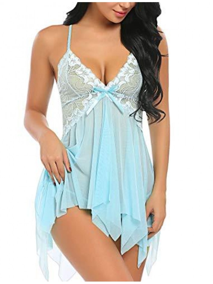 Lingerie for Women Lace Babydoll Sleepwear Boudoir Outfits Plus Size Langeray XS-5XL 