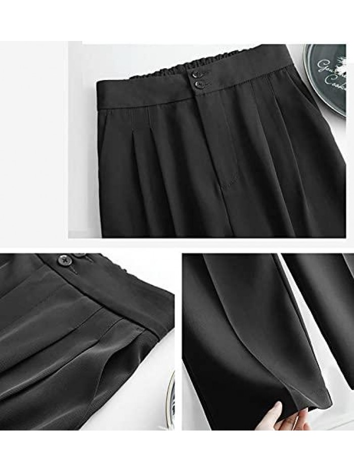 Pants for Women Business Casual Slim Fit Stretchy Solid Work Pants with Pockets 