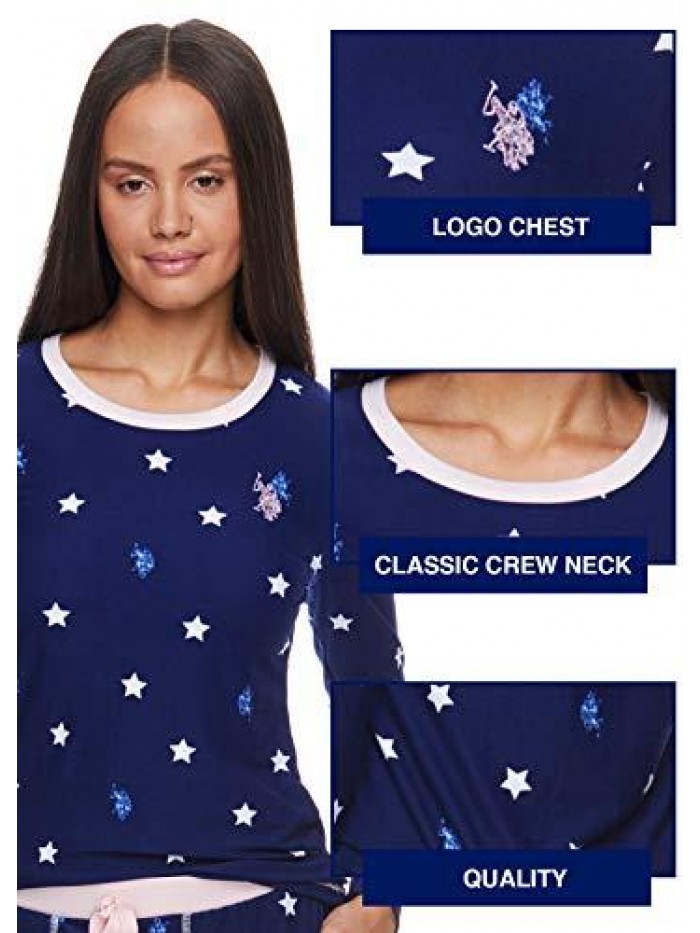 Polo Assn. Womens Pajamas Set with Pockets - Long Sleeve Shirt and Pajama Pants Loungewear Set 