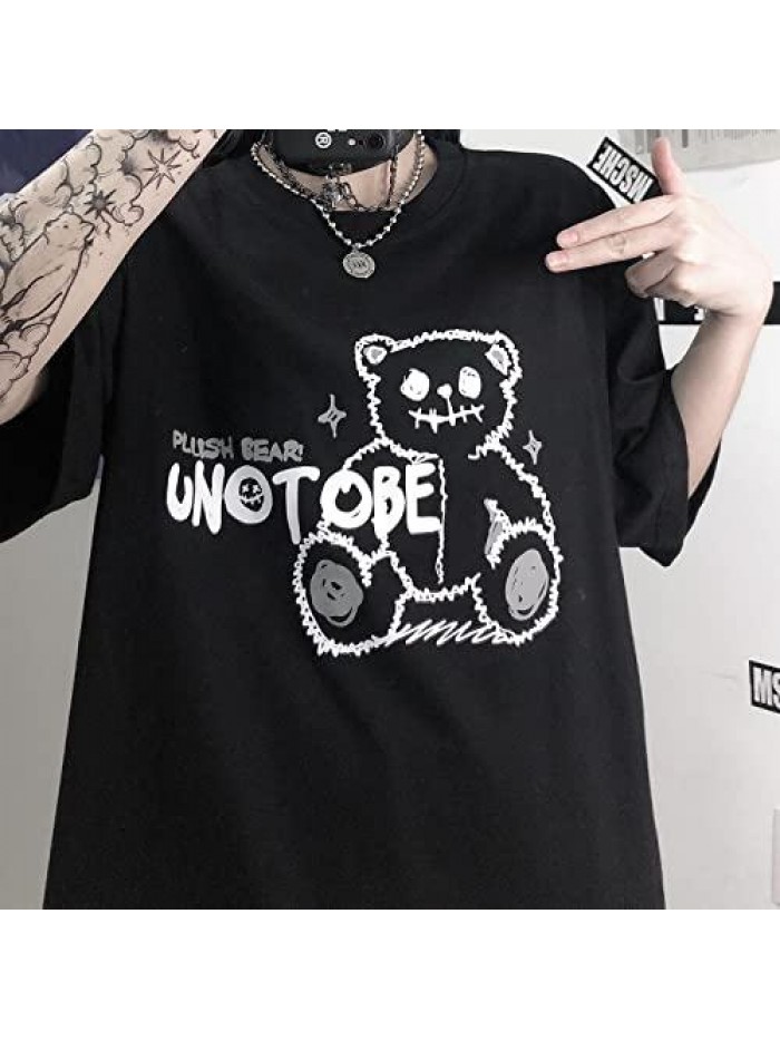 Grunge Gothic Bear Tops Print Harajuku Korean Clothes 