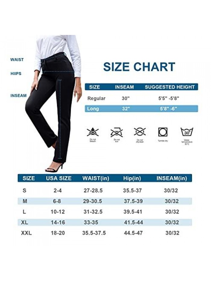 Work Pants for Women, Stretch Dress Pants with Pockets, Straight Leg Slacks for Women to Business Work Casual 