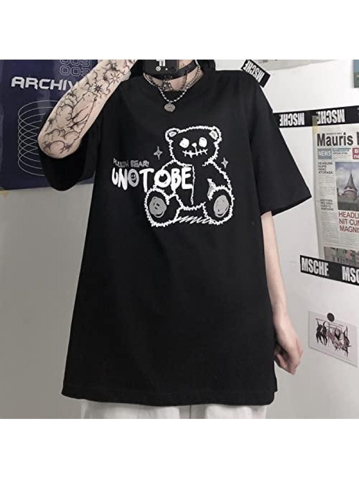 Grunge Gothic Bear Tops Print Harajuku Korean Clothes 