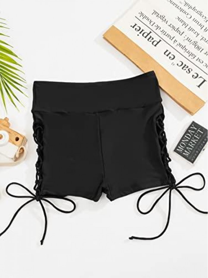 Women's Lace Up Side Beach Board Shorts Swimsuit Bikini Bottom 