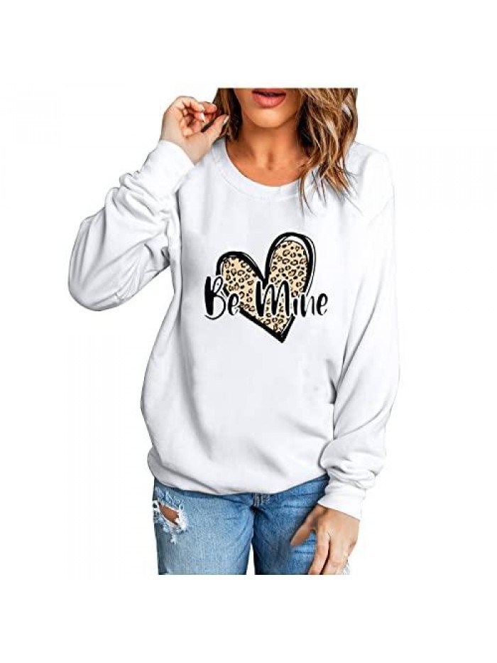 Valentine's Day Sweatshirt, Womens Fashion Casual Long Sleeve Round Neck Sweatshirt Loose Pullover Tops 