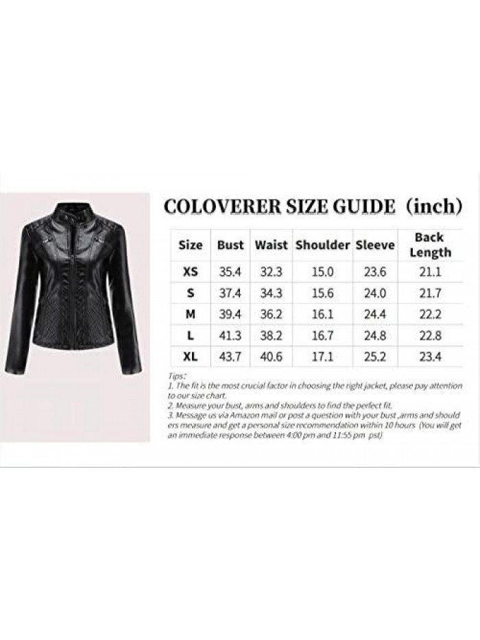 Faux Leather Jacket Women Slim Fit Soft Moto Jacket 