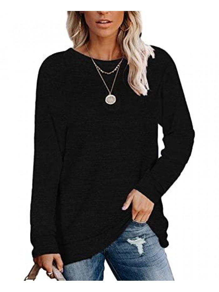 Sweatshirts For Women Long Sleeve Shirts Crewneck Plain Fashion Clothes Casual Sweaters Tops 