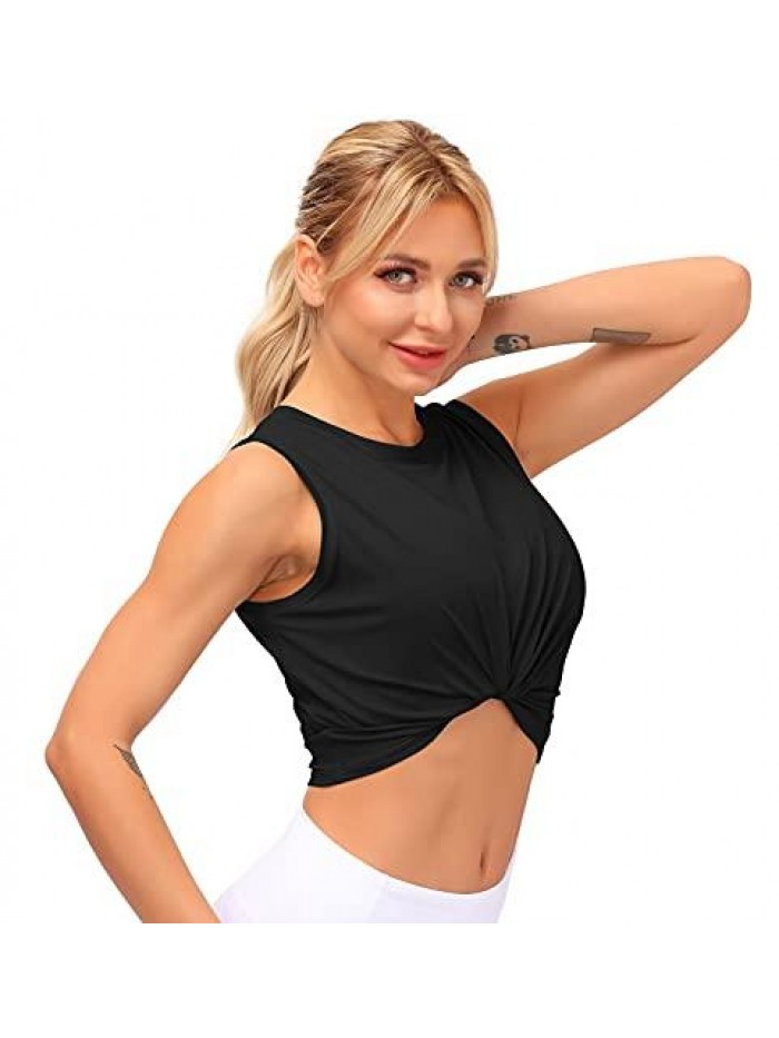 Fit Women Sleeveless Yoga Tops Workout Cool T-Shirt Running Short Tank Crop Tops 