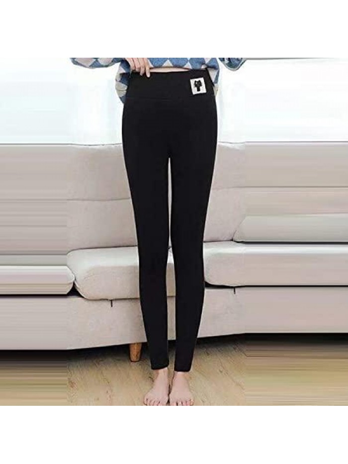 Lined Leggings Women Plus Size, Winter Warm Women Elastic Leggings Pants Fleece Lined Thick Tights 