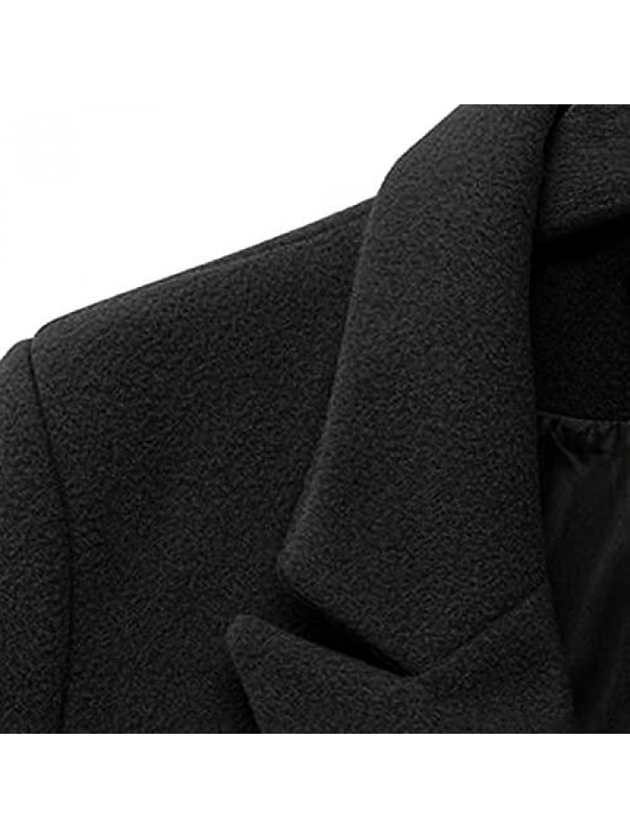 Winter Trench Coats for Women Jackets Lapel Overcoat Casual Outerwear Long Sleeve Double Breasted Woolen Pea Coats 