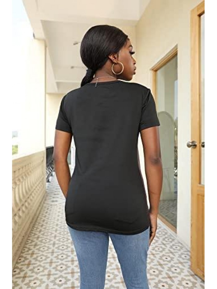 Melanin Girls Natural Hair Graphic Tees for Women T-Shirt African Casual Short Sleeve Crewneck Tops Tee 