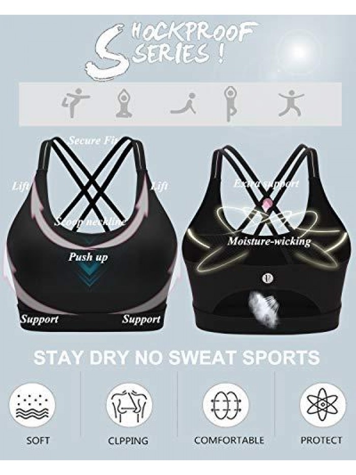 GIRL Strappy Sports Bra for Women, Sexy Crisscross Back Medium Support Yoga Bra with Removable Cups 