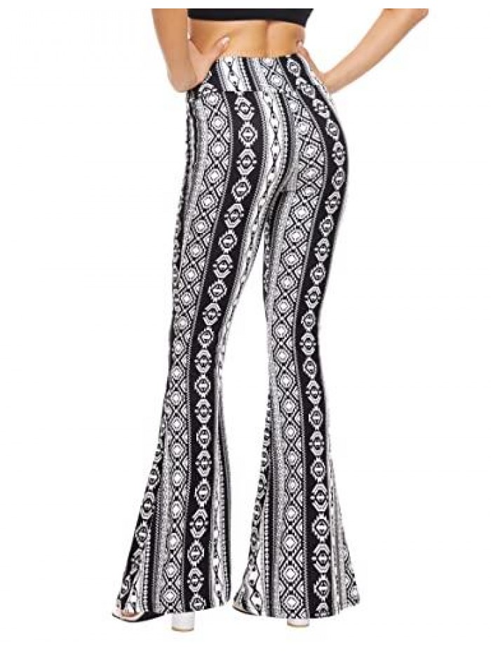 Boho Lightweight Stretchy Palazzo Pants/High Waist Long Palazzo Bell Bottom Flare Pants(S-2XL) 