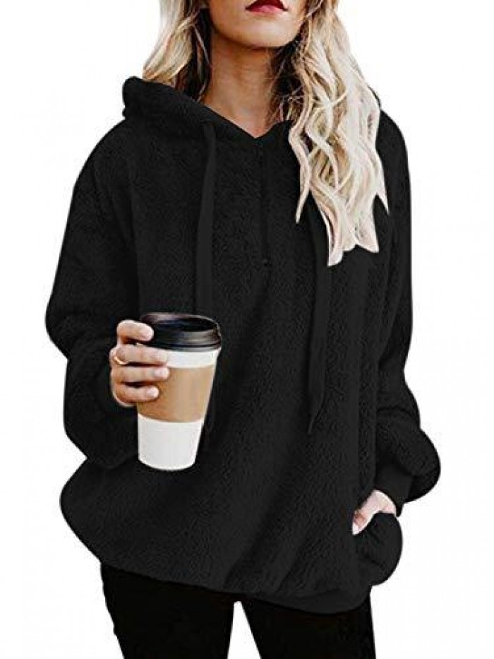 Star Women's Fuzzy Hoodies Sport Pullover Hoodie Athletic Cozy Oversized Pockets Hooded Sweatshirt Fleece Hoodies 