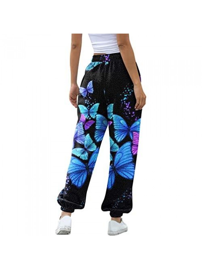 Women's Loose Sweatpants Loose Fit Drawstring Jogger Sweat Pants Workout Running Lounge Trousers 