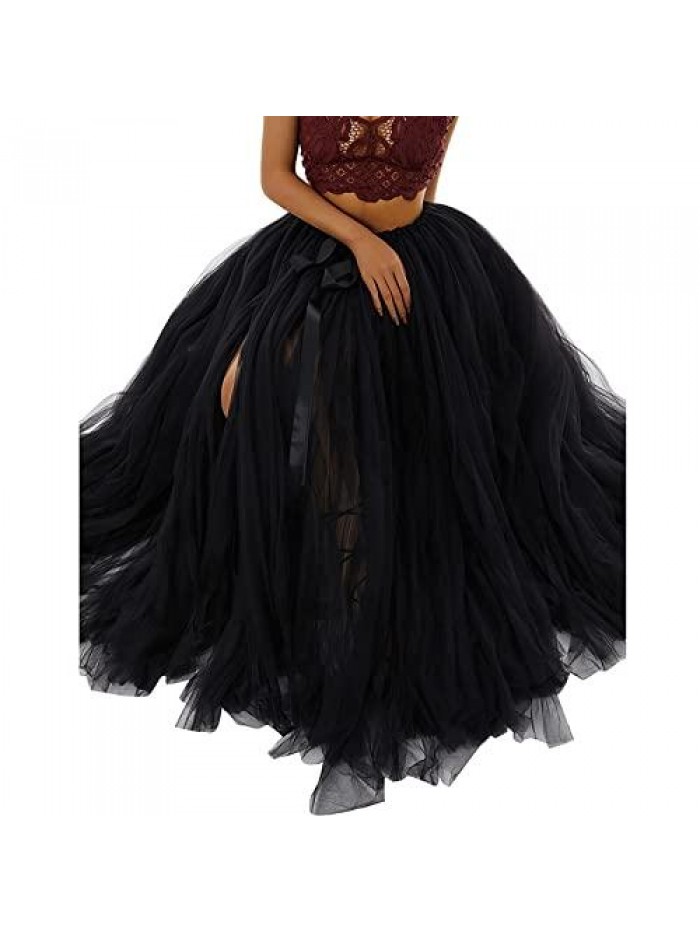 Tulle Tutu Long Skirts Wedding Party Cocktail Prom Mesh Maxi Dress Bandage Detachable Skirt 