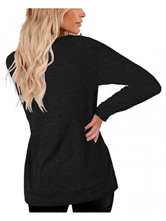 Sweatshirts For Women Long Sleeve Shirts Crewneck Plain Fashion Clothes Casual Sweaters Tops 