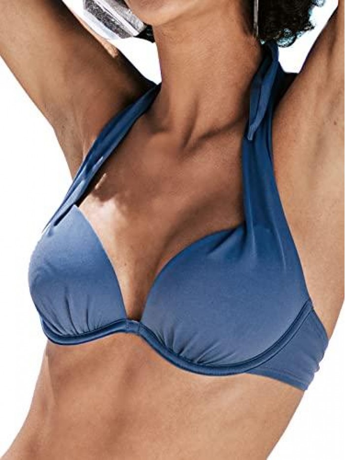 Women's Halter Tie Neck Bikini Top Molded Cups Bathing Suit Top 