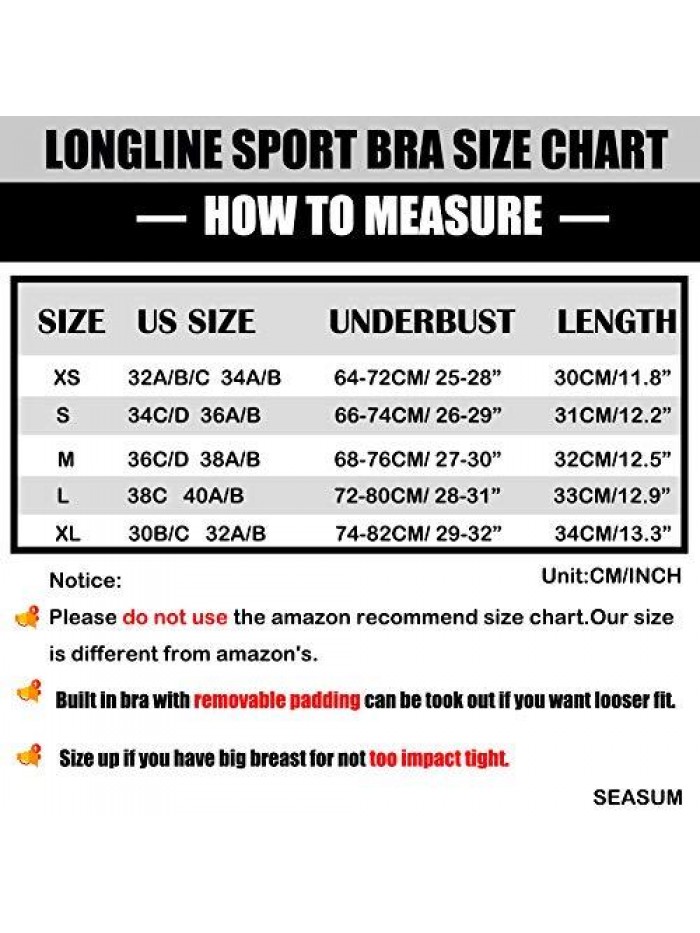 Women's Longline Sport Bra Seamless Yoga Crop Top Medium-Low Support Workout Bra 