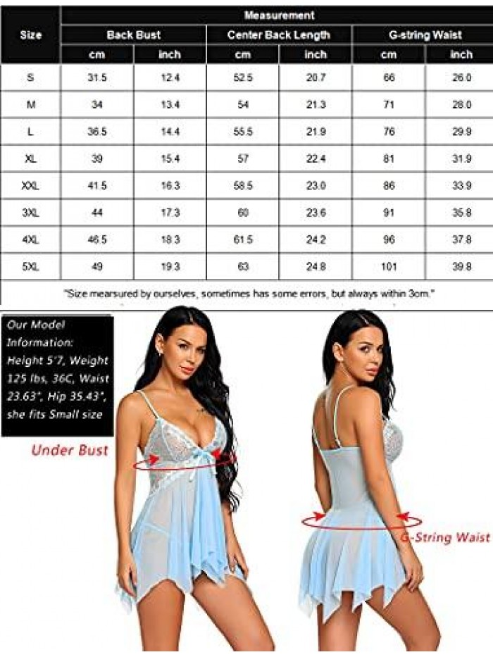 Lingerie for Women Lace Babydoll Sleepwear Boudoir Outfits Plus Size Langeray XS-5XL 