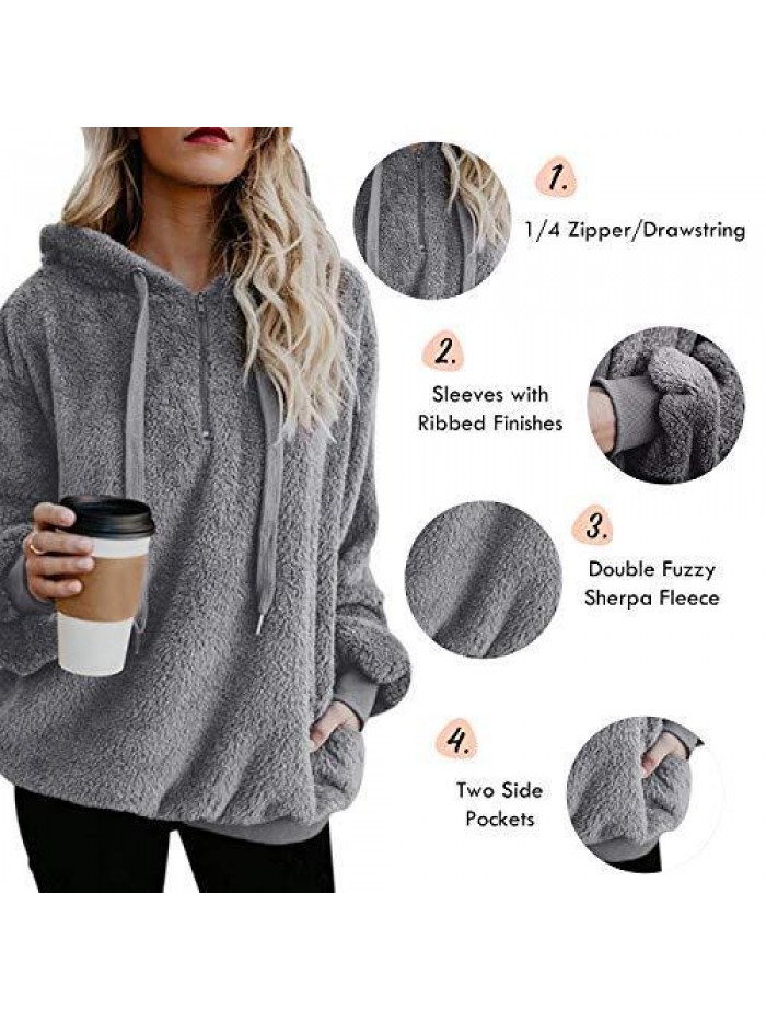 Star Women's Fuzzy Hoodies Sport Pullover Hoodie Athletic Cozy Oversized Pockets Hooded Sweatshirt Fleece Hoodies 