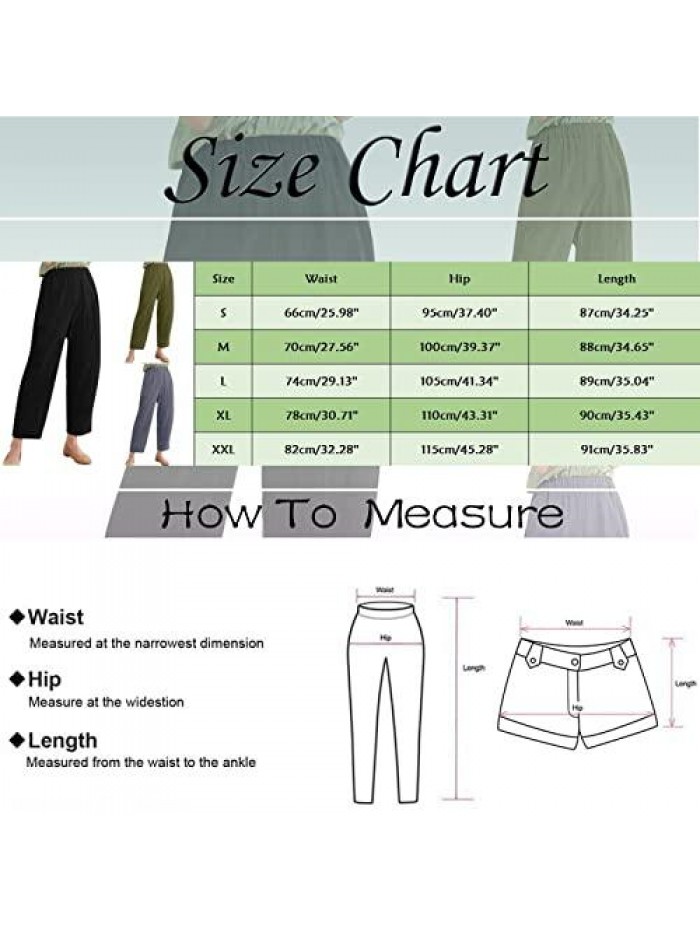 Daily Pants,Women's Solid Linen Loose and Simple Linen Casual Pants Casual Sport Trouser Pants 