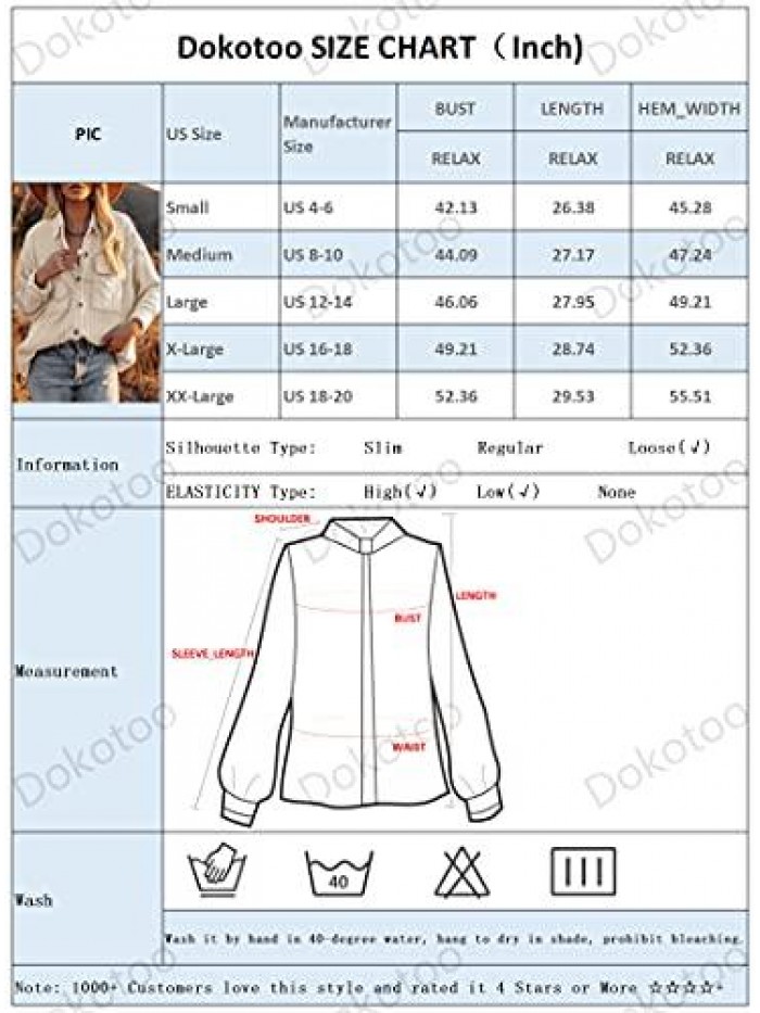 Womens Corduroy Long Sleeve Button Down Shirts Casual Jacket Tops Shacket 